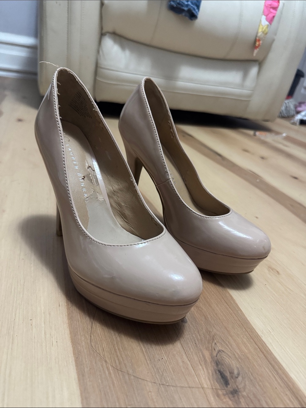 Lauren Conrad Nude Patent Platform Pumps - Women
